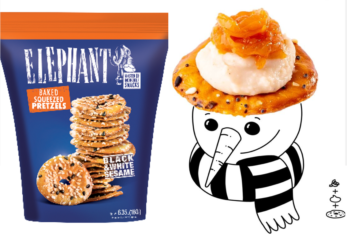Elephant - Wholesale Pretzels - 1105 - ELEPHANT Pretzels with Black&White Sesame 10.58oz7