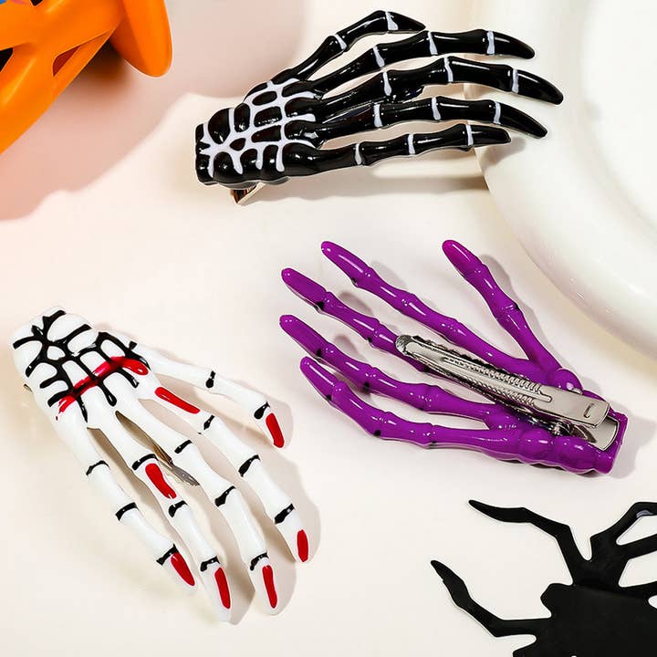 ACCITY - Wholesale Hair Clip - Women's - Halloween Skeleton Hand Hair Duckbill Clip_CWAHA164311