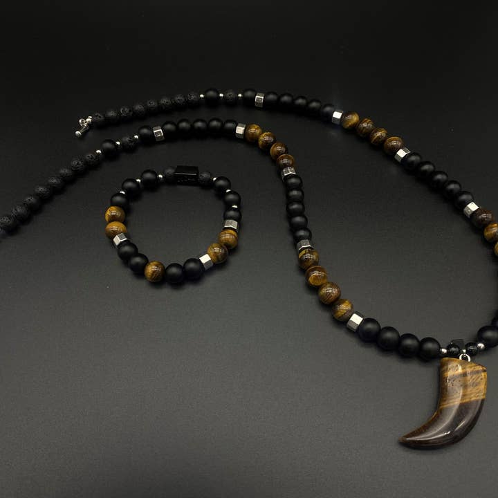 Natural Tiger's Eye Beaded Necklace Set for wholesale by Jo'Ché Project 225