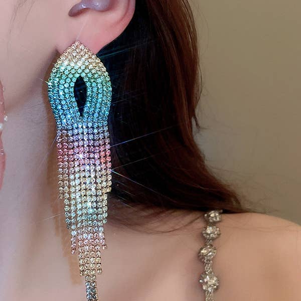 UZ Wholesale Store – wholesale Tassel earrings – Gradient Hollow Tasseled Earrings - Gold, Fuchsia, Colorful5