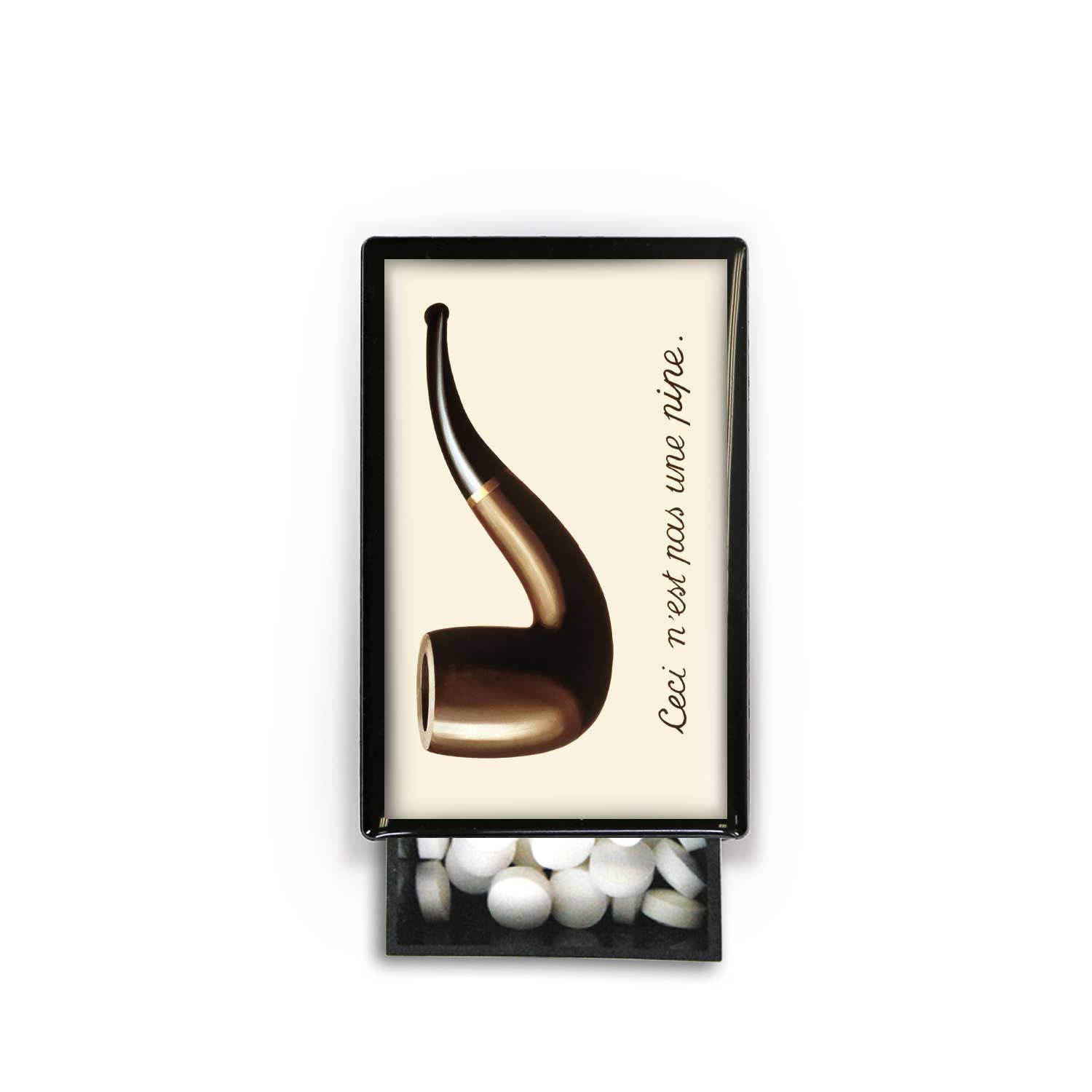 Lucy Lu Designs - Wholesale Matches - Magrite The Pipe Surrealism Art Museum Slide Box2