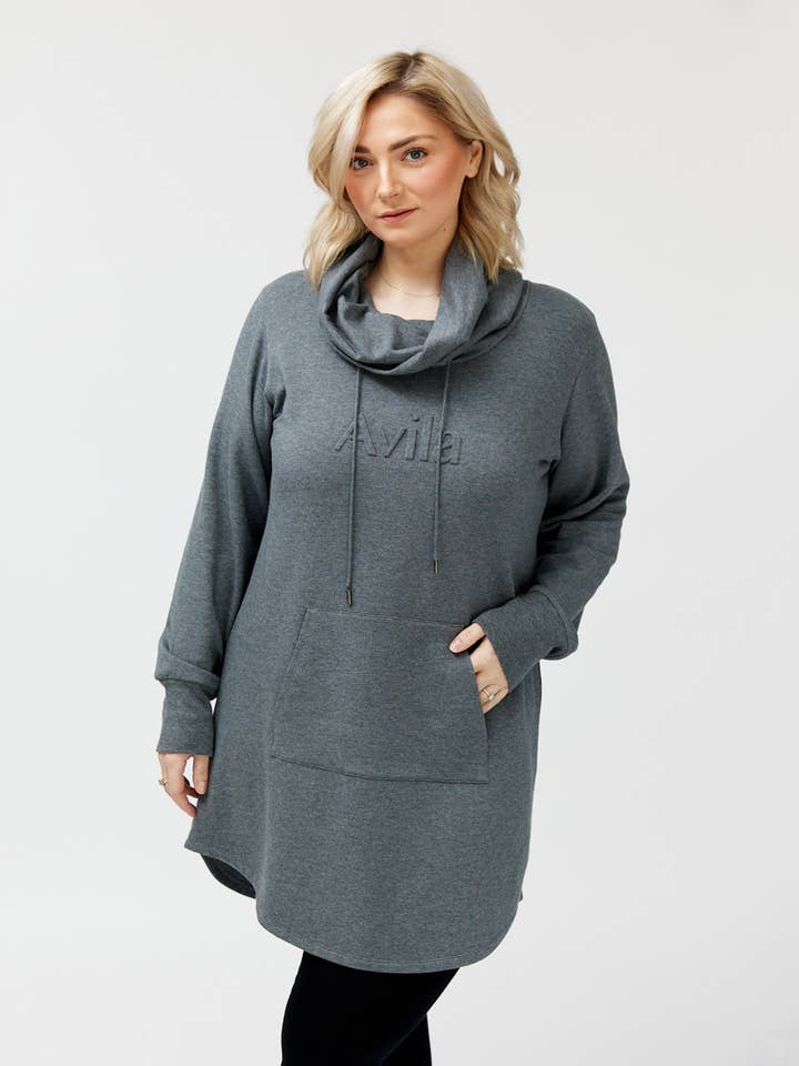 Vestido Isla con cuello vuelto - gris antracita para venta al por mayor de Avila the label