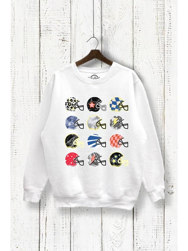 VINTAGE POINT USA - Venta al por mayor Sudadera estampada - Mujer - SUDADERA GRÁFICA CEPILLADA CON CASCOS DE EQUIPO DE FÚTBOL1