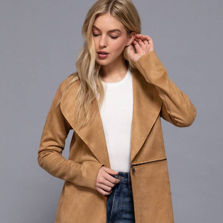 Long Sleeve Front Two Zipper Detail Faux Suede Long Jacket and other Purchase Wholesale sudaderas basicas. Free Returns & Net 60 Terms on Faire trending on Faire.