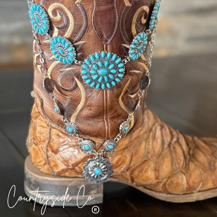 Texas Western Cowhide Bags and More - Vendita all'ingrosso Collana con ciondolo/pendaglio - Collana con Pendente Concho Argento e Turchese2