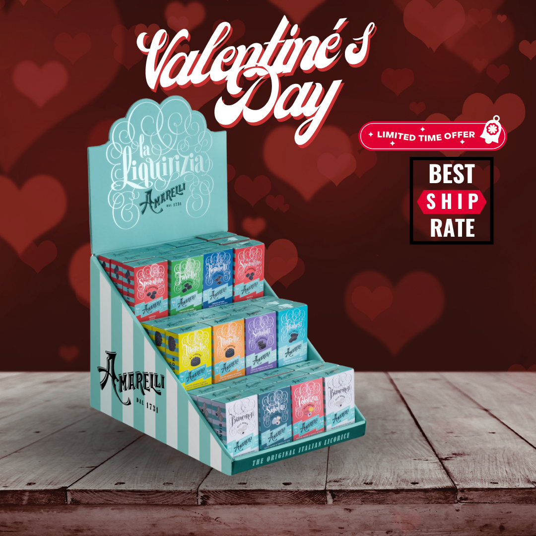 Casacella Foods - Vente Réglisse - Présentoir de réglisse assortie Amarelli 60gr x unité - 36 boîtes0