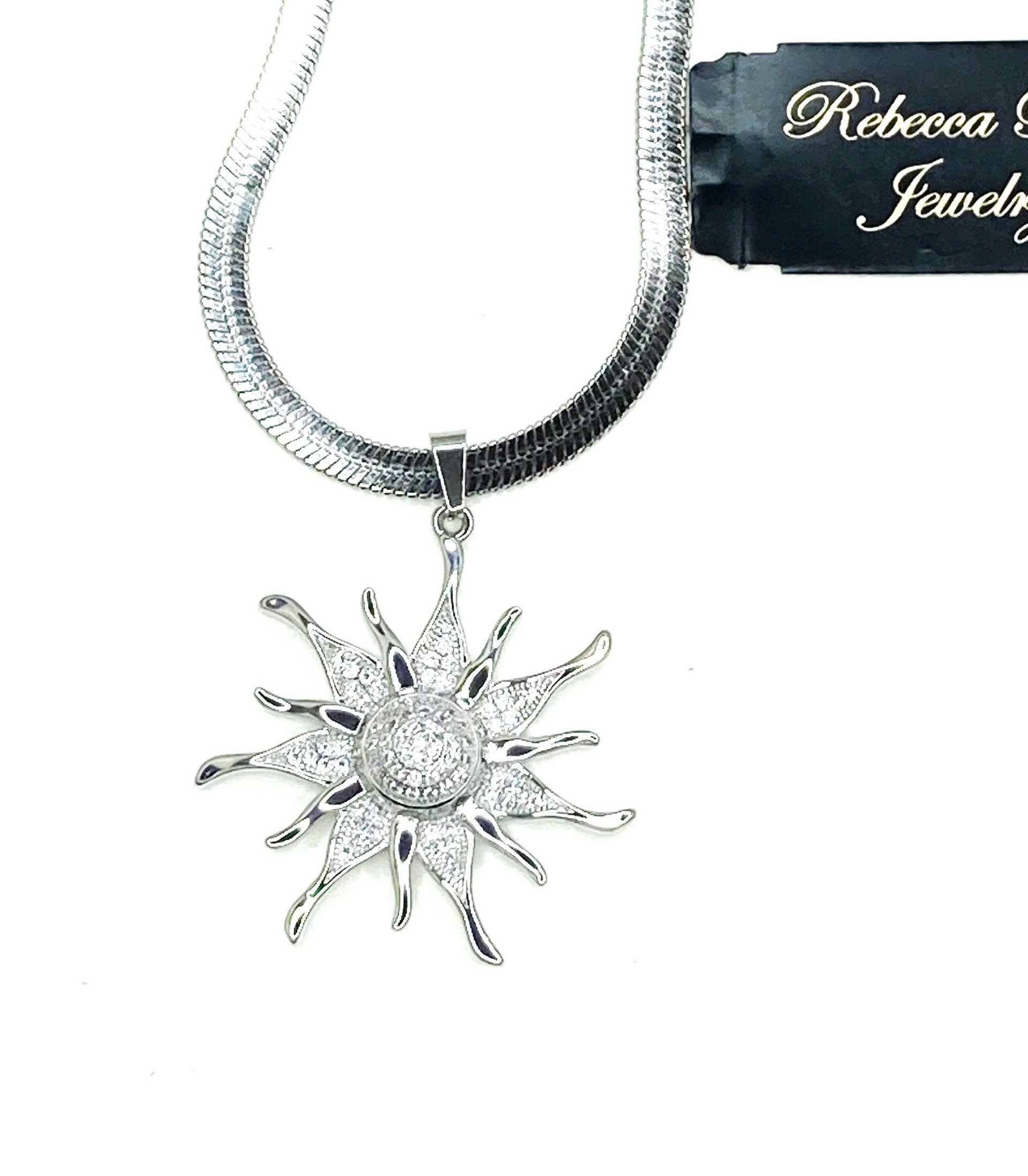 Rebecca Ray Jewelry - Wholesale Pendant/Charm Necklace - Gold Herringbone Necklace with Crystal Sun Celestial Pendant3