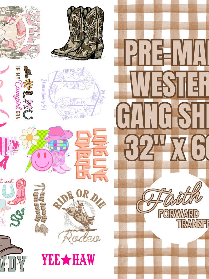 Premade Western Gang Sheet for wholesale by Faith Forward Transfers
