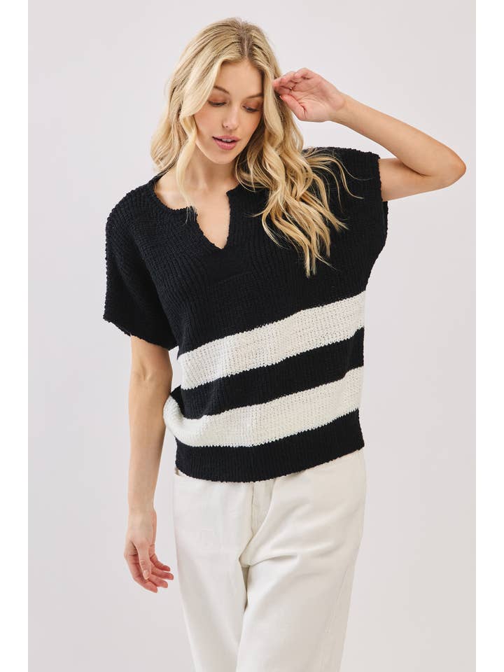Sewn and Seen - Wholesale Knit Sweater - Women's - Stripe Knit Sleeveless Sweater14