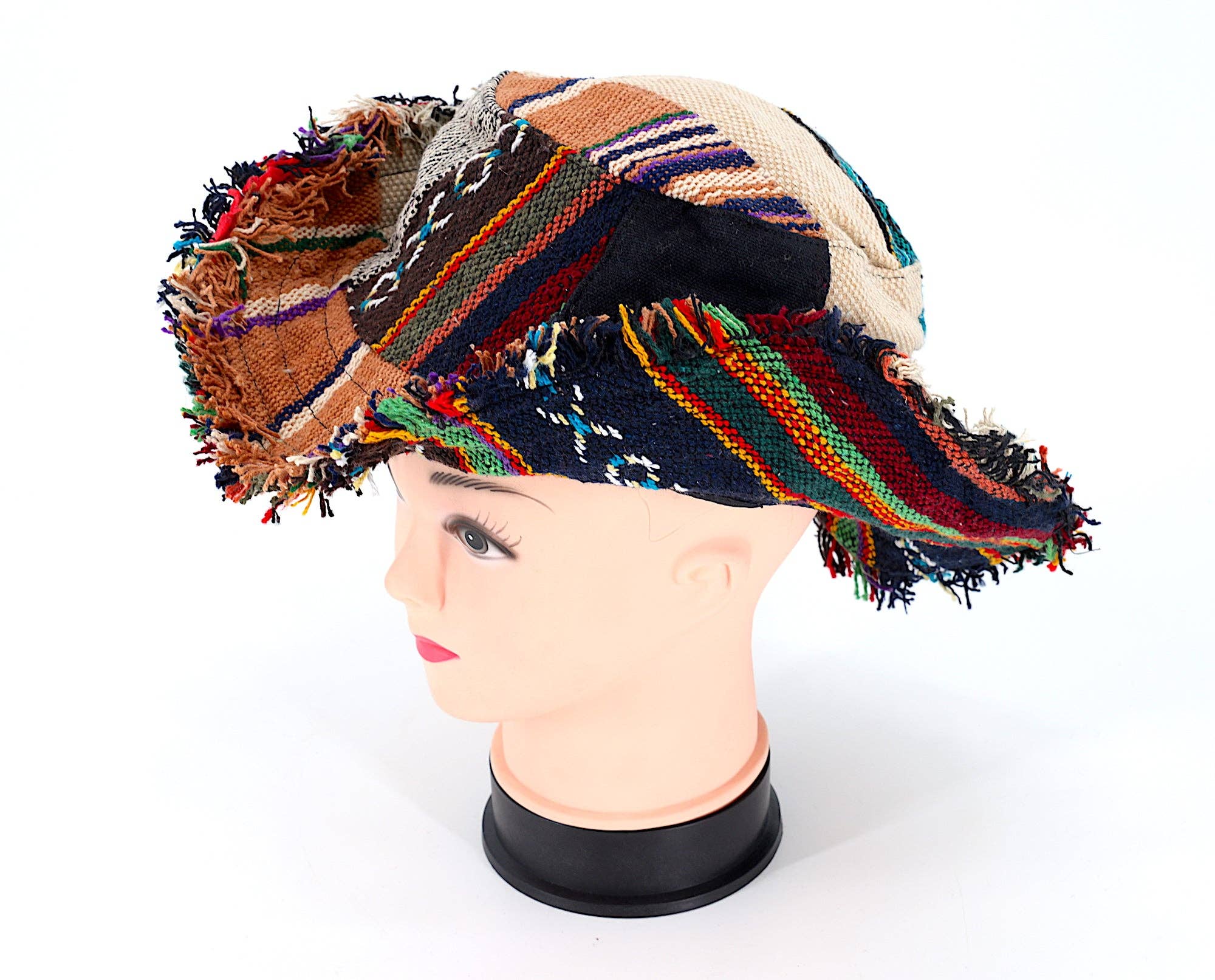 Himalaya Handmade – Chapéu de pescador - Mulher por atacado – Chapéu boêmio artesanal de retalhos hippie de cânhamo9