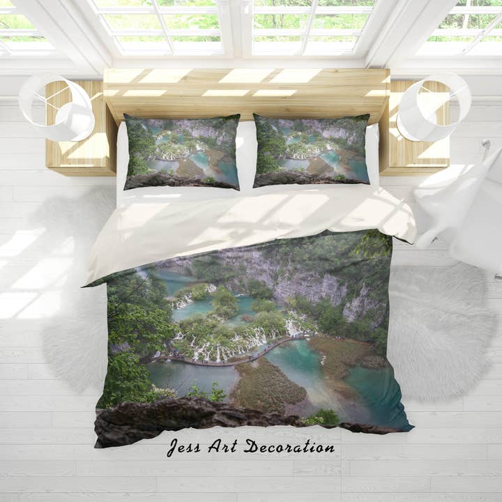 Ensemble de housse de couette paysage 3D montagnes rivières ensemble de literie housse de couette taies d'oreiller A147 LQH pour la vente par Jess Art Decoration
