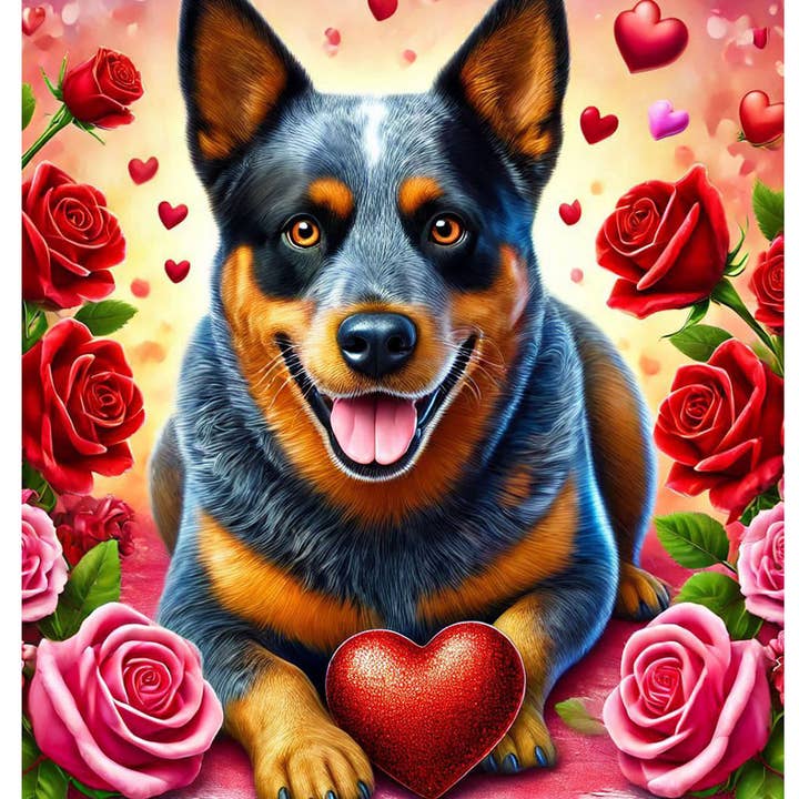 Best of Breed Products - Vente Drapeaux - Chien de bétail australien bleu - Drapeau de jardin de la Saint-Valentin