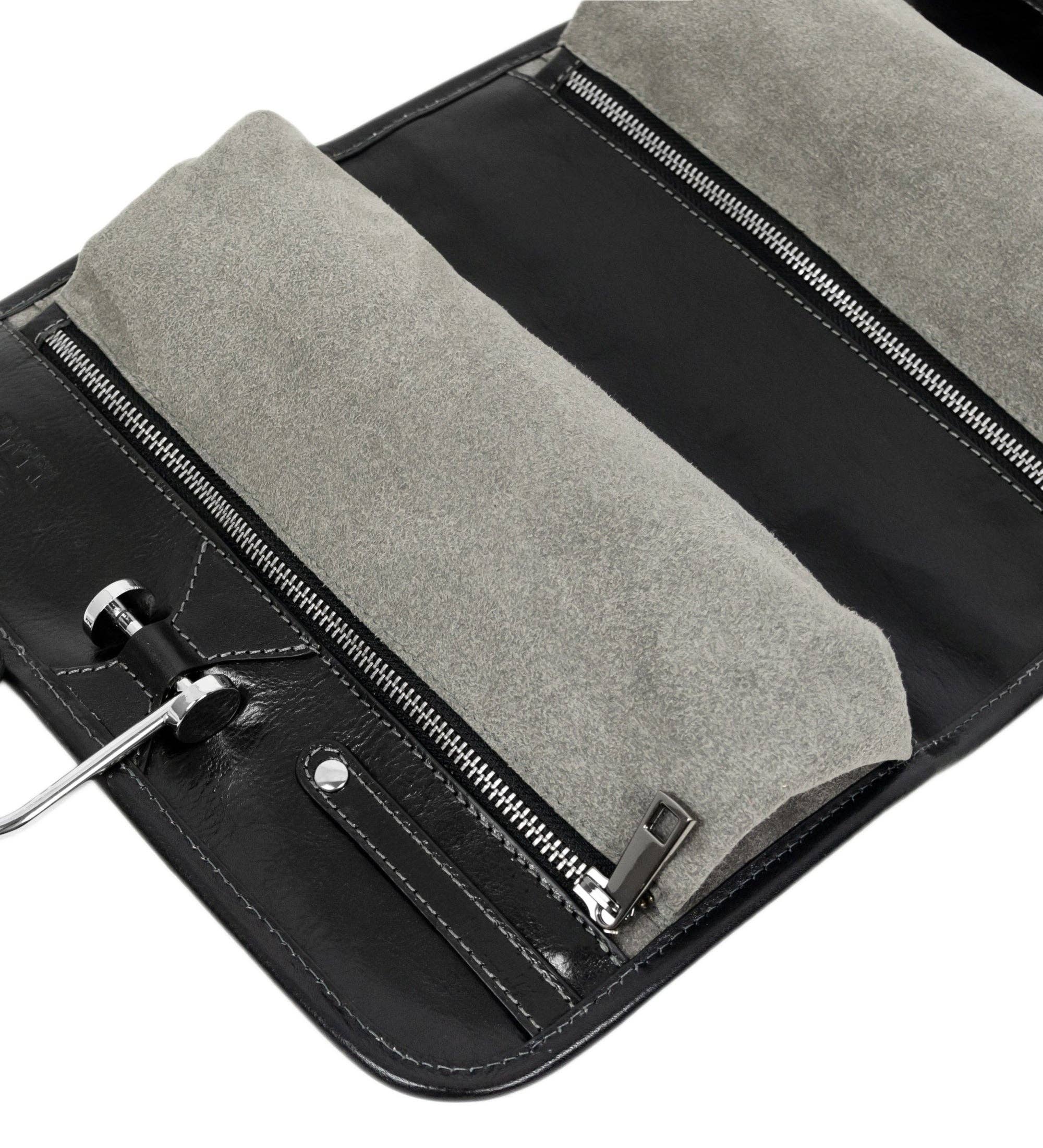 Black Leather Hanging Wash Bag Toiletry Bag - Dracula for wholesale on Faire12