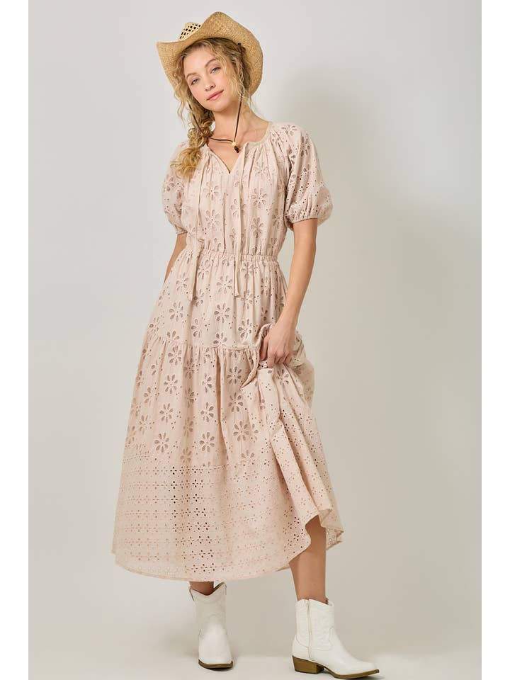 Mystree - Wholesale Dress - Women's - 61037 Puff Sleeve Tiered Eyelet Dress16