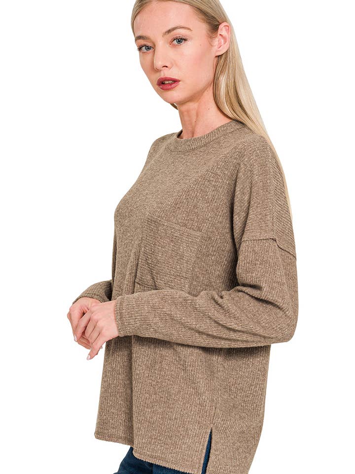 Jersey de Hacci Melange Cepillado Acanalado .0815 con Bolsillo SI-28614 para venta al por mayor de 42POPS