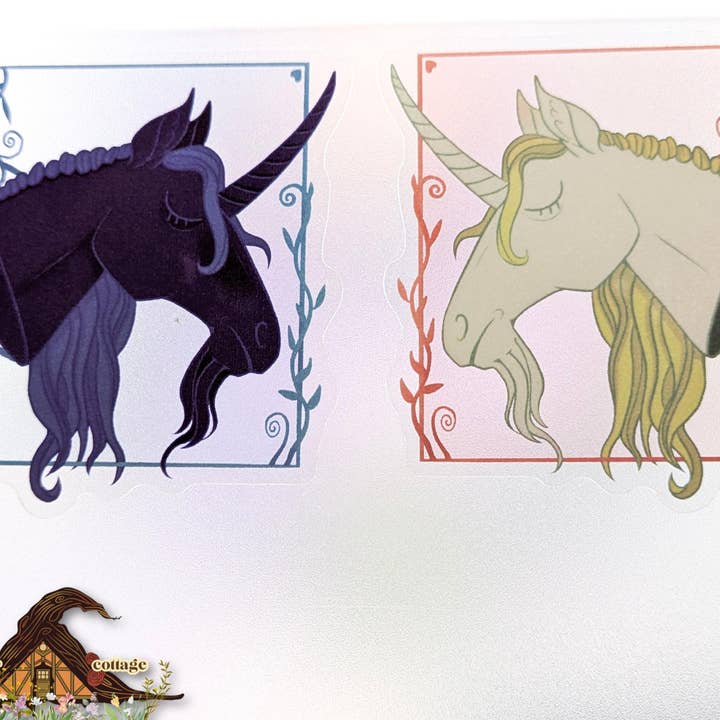 Eenhoorn Koppel Cottage-Core Fantasie Vinyl Sticker Set voor wholesale door Witchbriar Cottage