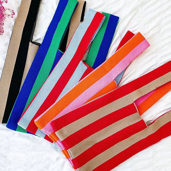 UZ Wholesale Store - Wholesale Tote bag – Women's - Contrast Color Striped Bags Woven Handbag7