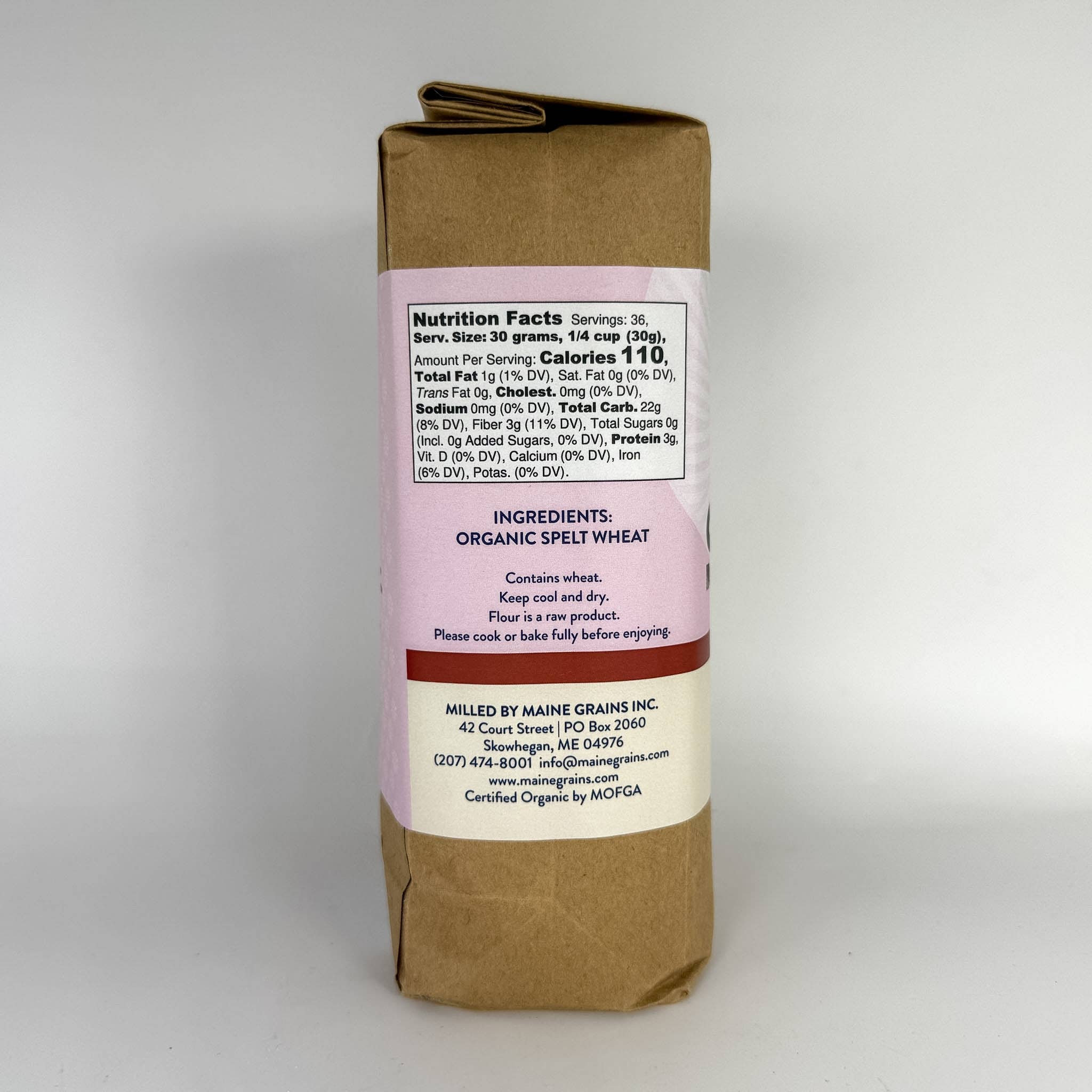 Maine Grains - Wholesale Flour - Organic Whole Spelt Flour / 6x2.4#3