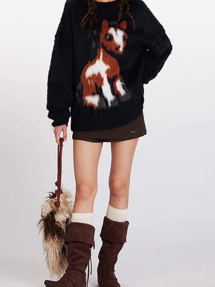 Jersey con patrón de caballos juguetones para venta al por mayor de Mccolin