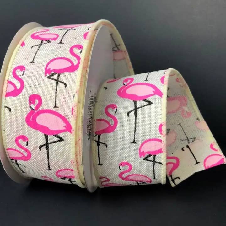 Grace company - Wholesale Ribbon - Gift Wrapping - Flamingo Burlap Ribbon-10 yard - Wired