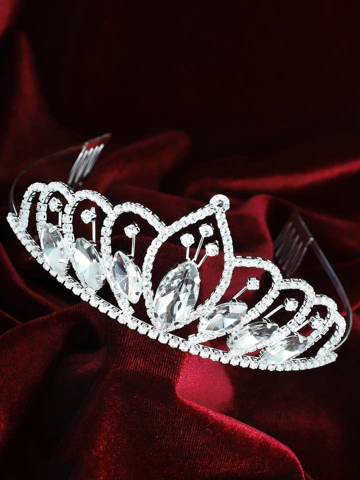 Princess Petal Cut Rhinestone Crystal Comb Tiara for wholesale by SP Sophia Collection
