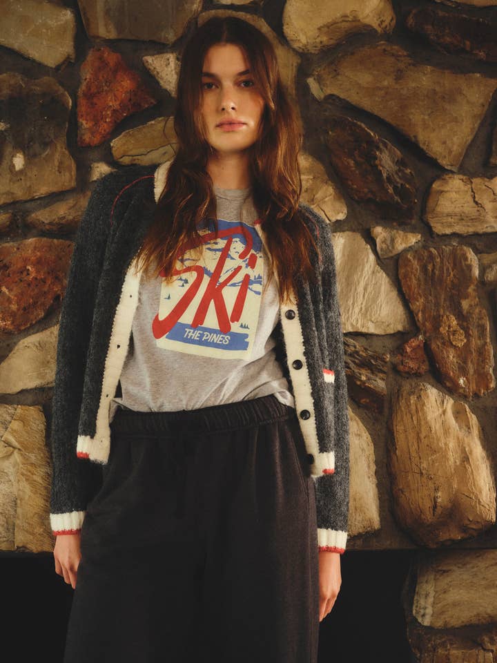 Sundry Raglan Cardigan Sweater with Contrast Tipping in Washed Black for wholesale by Sundry Clothing