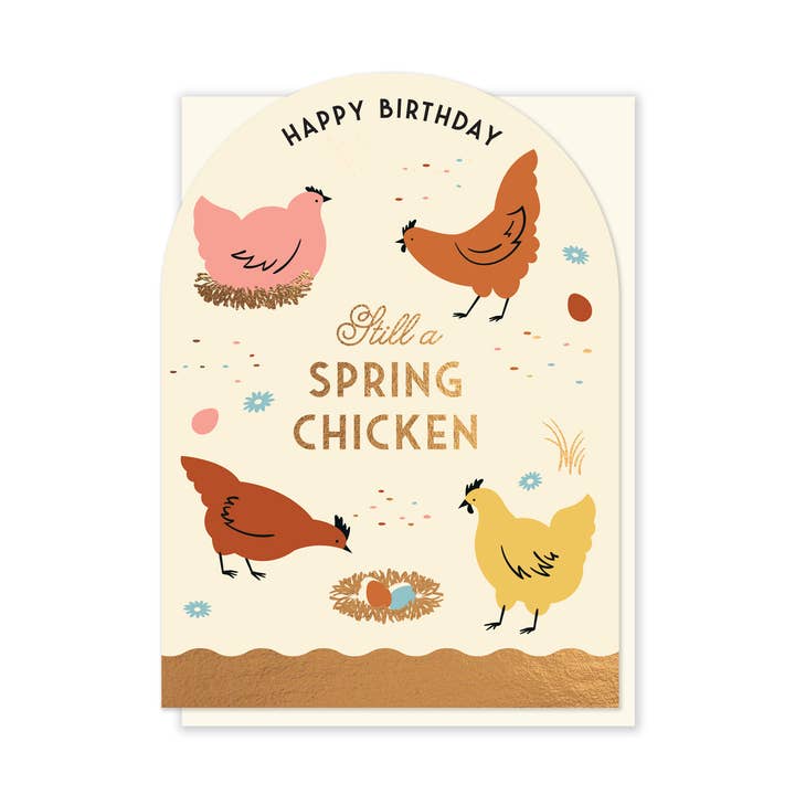 Carte Poulet de Printemps | Carte d'Anniversaire | Carte de Luxe en Feuille pour la vente par Stormy Knight