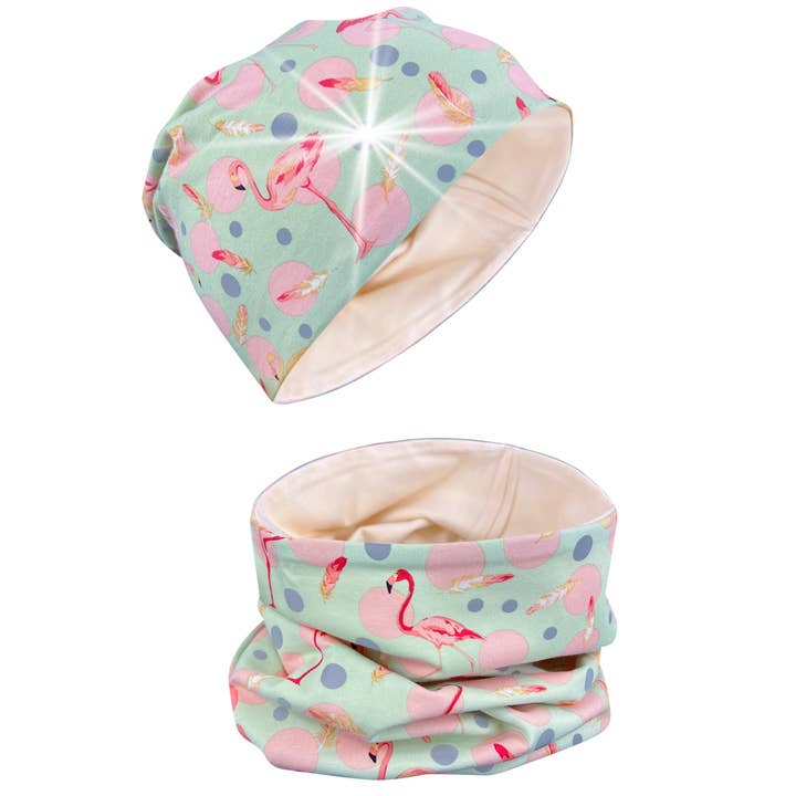 HECKBO - Wholesale Beanie - Kids - 360° Reflector Beanie & Loop – Flamingo - Jersey inside