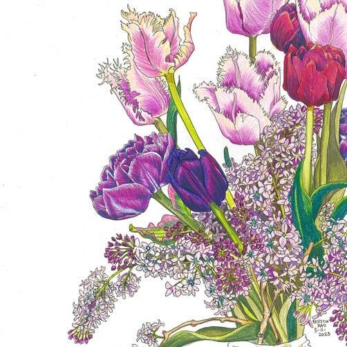 Vivid Cottage - Wholesale Tea Towel - Tea Towel - Textured Tulips1