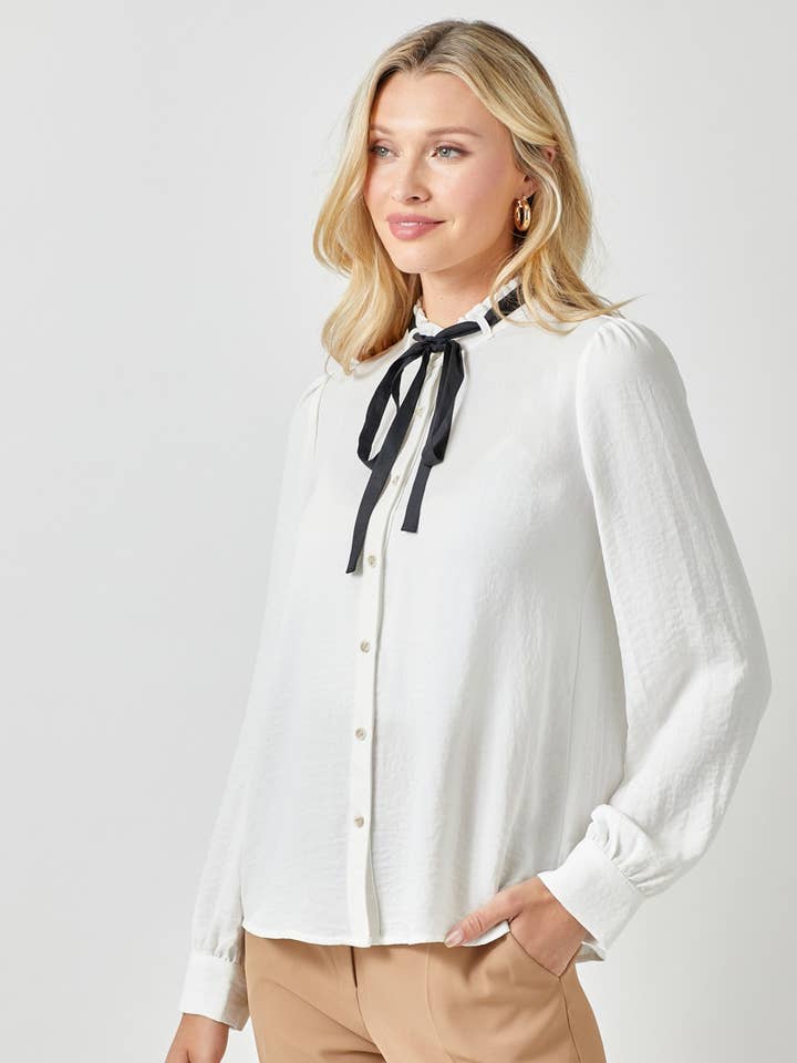 60182 Ruffle and Ribbon Blouse for wholesale by Mystree