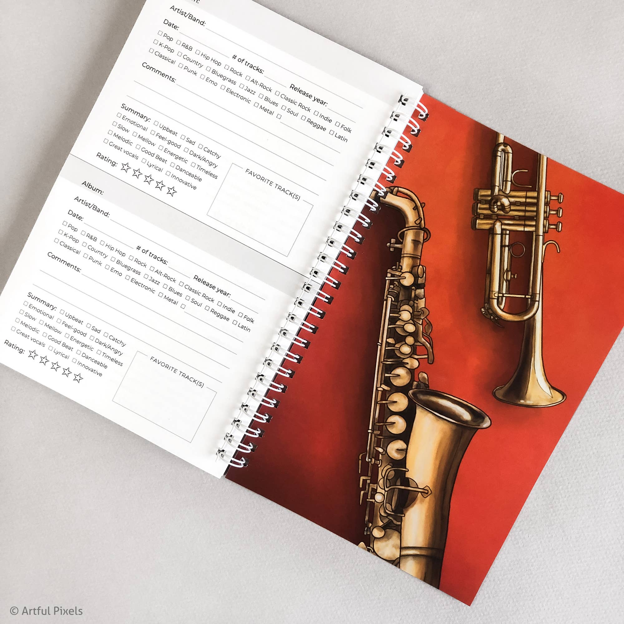 Artful Pixels - Wholesale Journal/Diary - Music Album Logbook | Journal for Music Lovers4