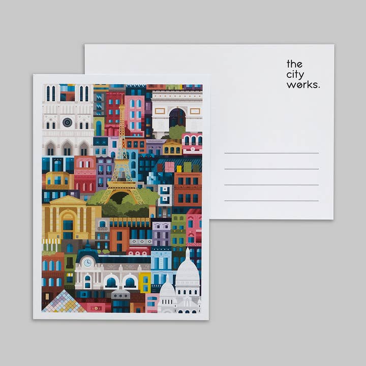 The City Works - Venta al por mayor Tarjeta postal - Paris Colorido Postal0