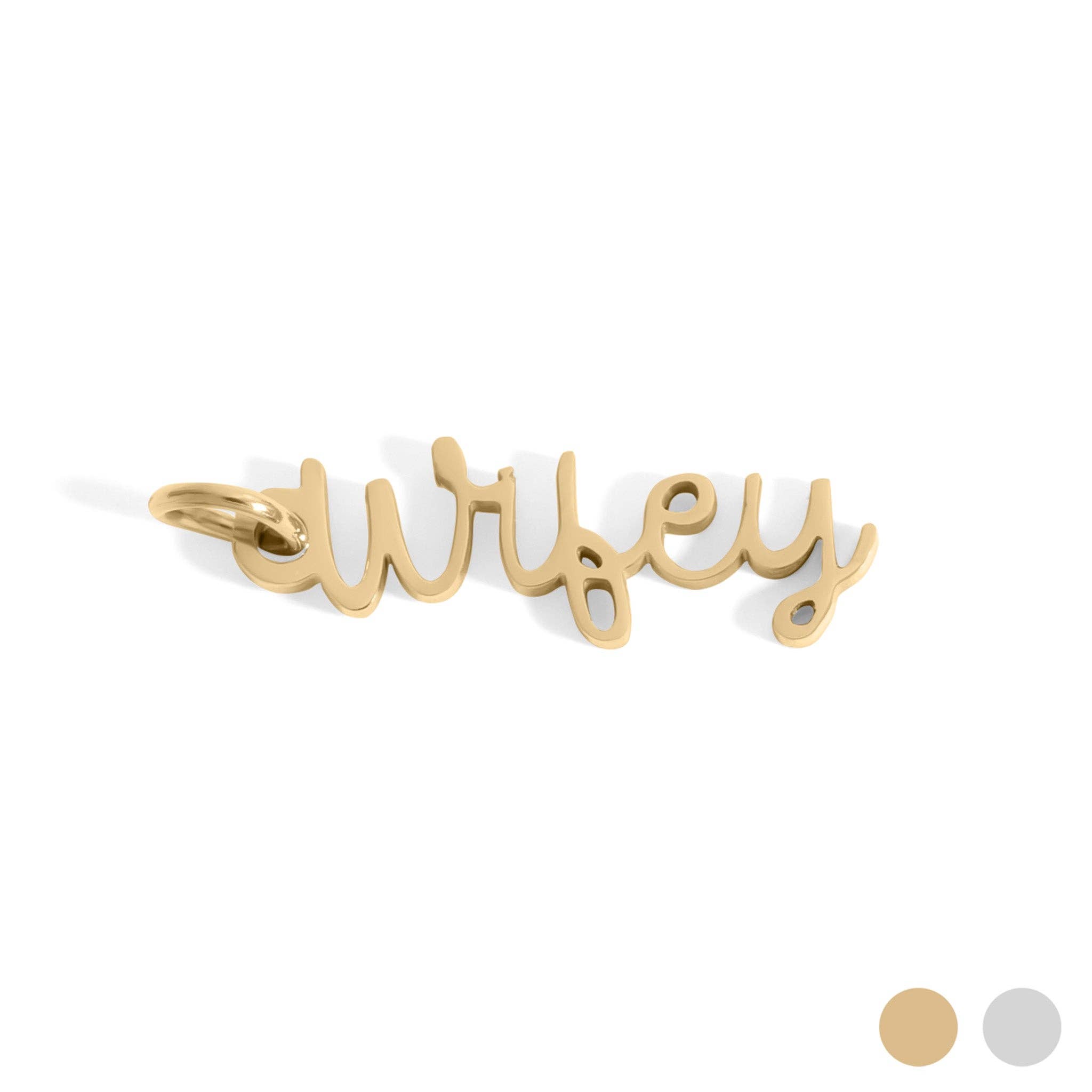 WJW - Wholesale Individual Charm/Pendant - 18K Gold PVD Stainless Steel "Wifey" Charm0