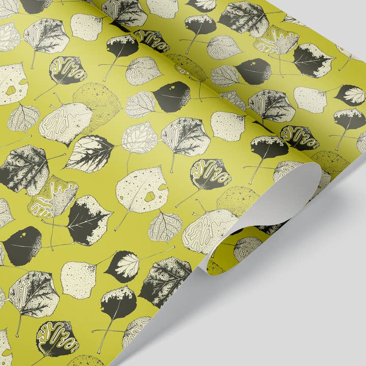 Miner Leaves / Artisanal Wrapping Paper Sheets for wholesale by Brianna Reagan Creates