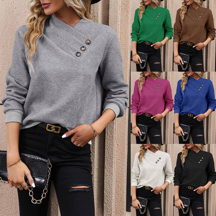 Solid Color Crewneck Pullover Sweatshirt for wholesale by onatorobi