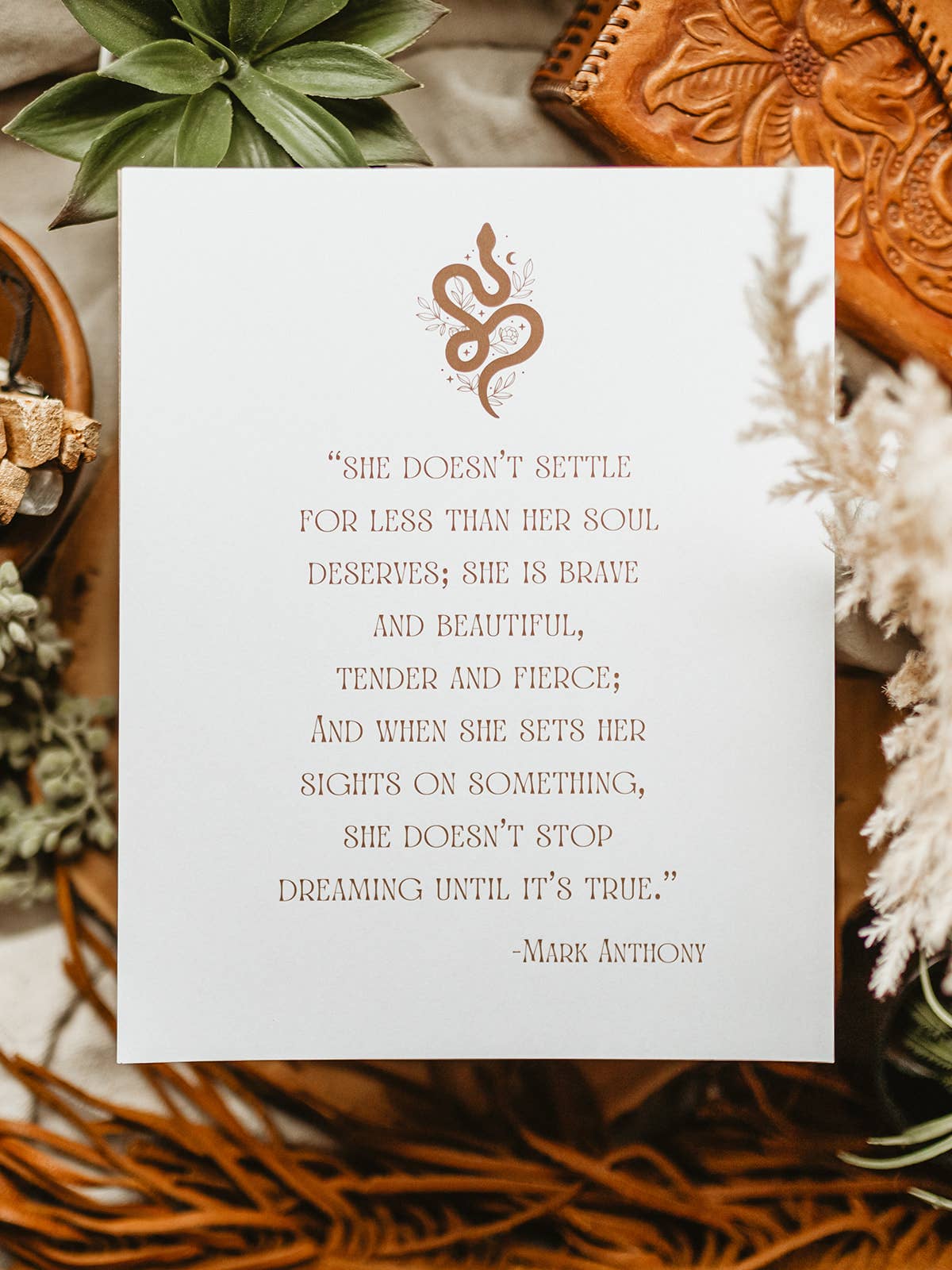 You're Golden Co. - Wholesale Art Print - She doesn't settle quote with snake print0