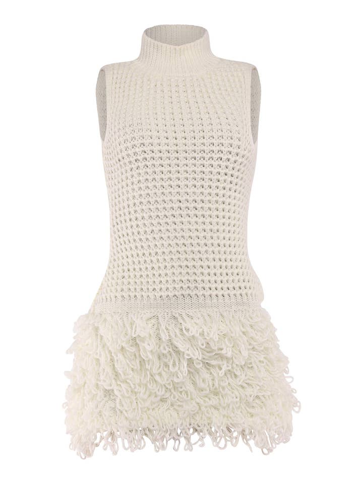 Robe mini à bretelles avec jupe à franges détaillée pour la vente par K Too