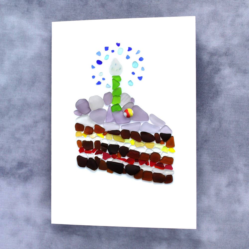 Beachcombing / Etched by the Sea - Vente Cartes d'anniversaire - Carte d'anniversaire pour gâteau en verre de mer1