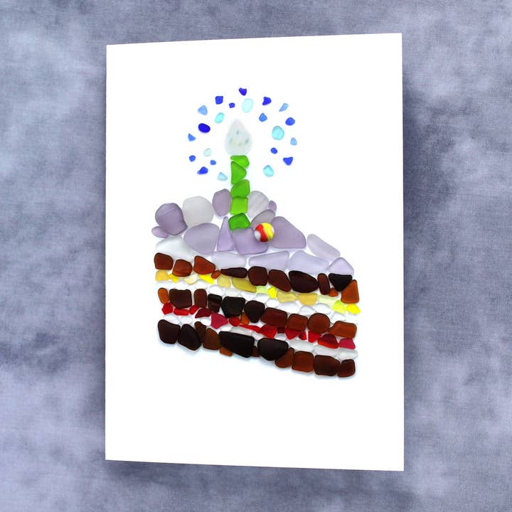 Beachcombing / Etched by the Sea - Vente Cartes d'anniversaire - Carte d'anniversaire pour gâteau en verre de mer1