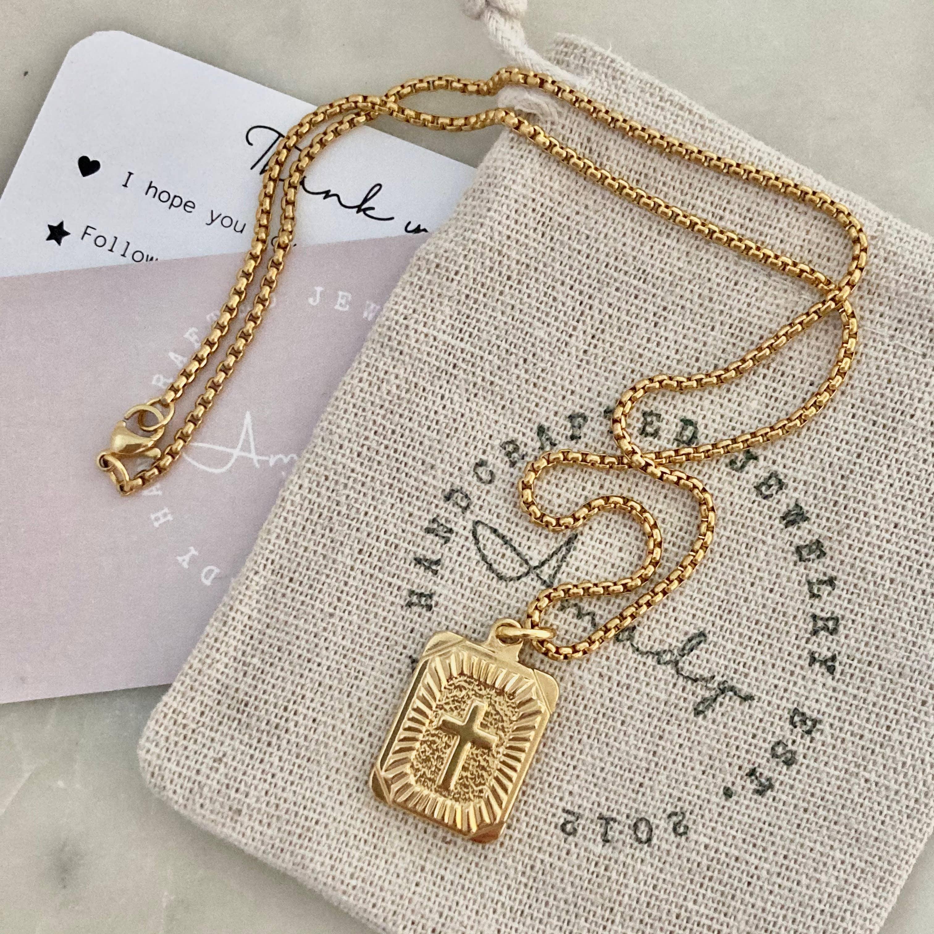 Amady Jewelry - Vendita all'ingrosso Collana con ciondolo/pendaglio - Collana con ciondolo medaglione a croce placcato oro 18k6