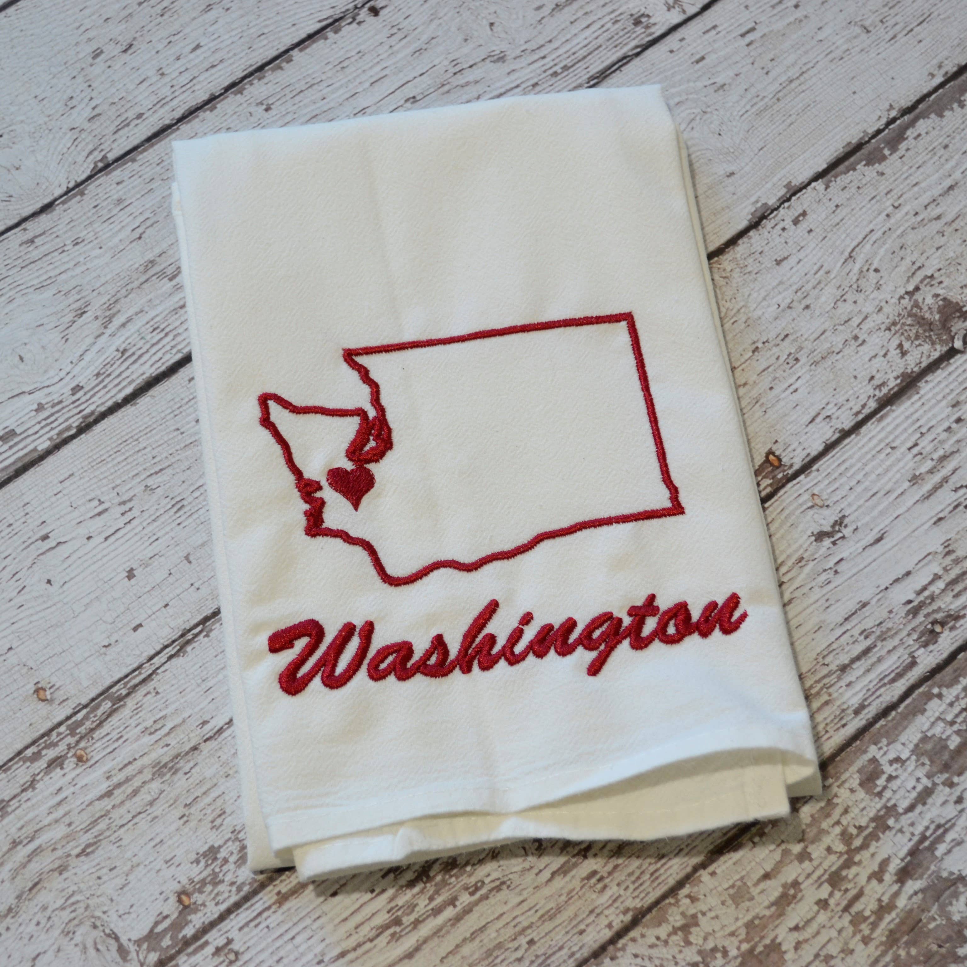 SewMuchMoreStore - Wholesale Tea Towel - State Tea Towel - Red - Embroidered Floursack Towel8