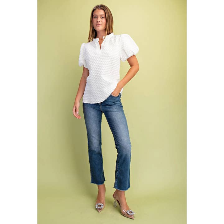 STYLE USA - Vente Tunique – femme - NOUVEAU Haut à manches bouffantes texturées18