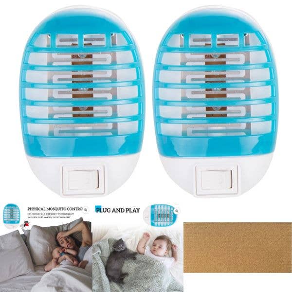 BUG#12 - 4" Plug In Blue Light Bug Zapper - 2PACK Brown Box for wholesale by St. Louis Wholesale LLC