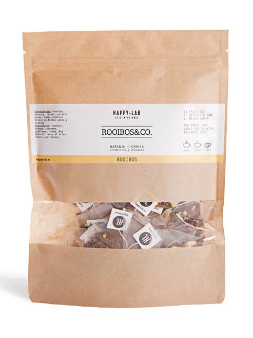 Happy-Lab ROOIBOS &CO tea with orange 25 pyramids in doypack for wholesale by Happy-Lab