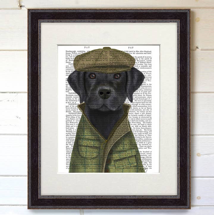Black Labrador Country Dog book print / Art Print for wholesale by FabFunky Ltd