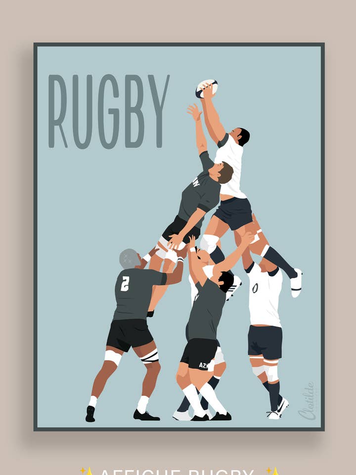 Poster de rugby por atacado de clotilde cugniere créations
