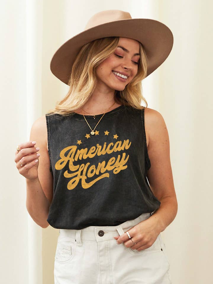 AMERICAN HONEY Mineral Graphic Tank Top for wholesale by OAT COLLECTIVE
