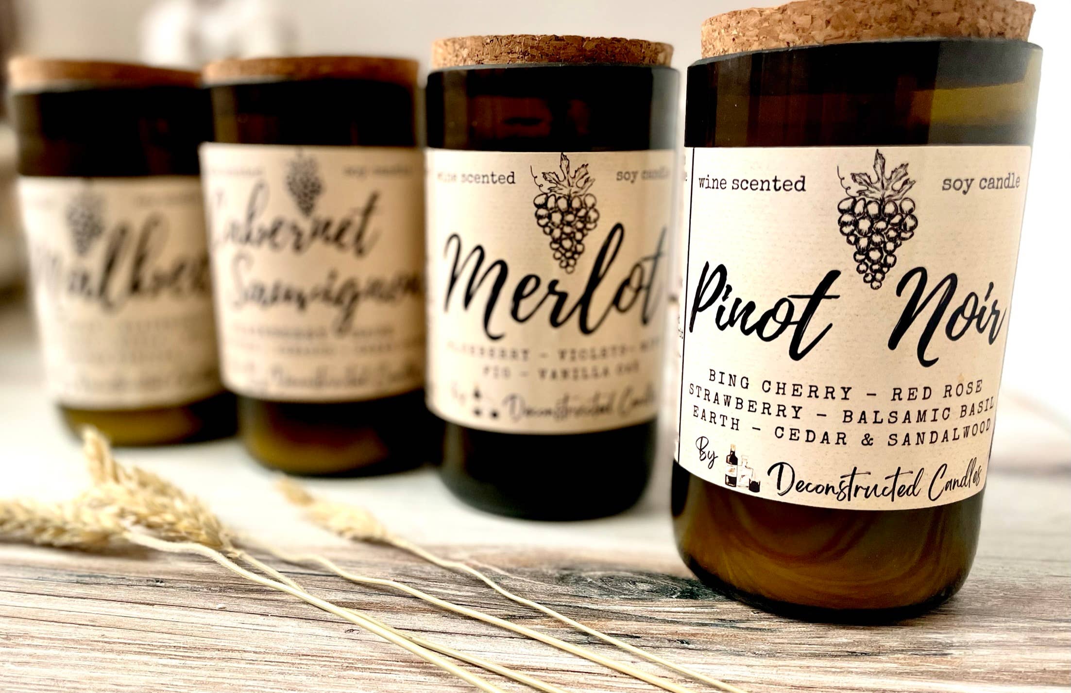 deconstructed candles – Engroshandel Glaslys – Vinflaskelys Korktop duftende af Wine Expert Soy Wax12