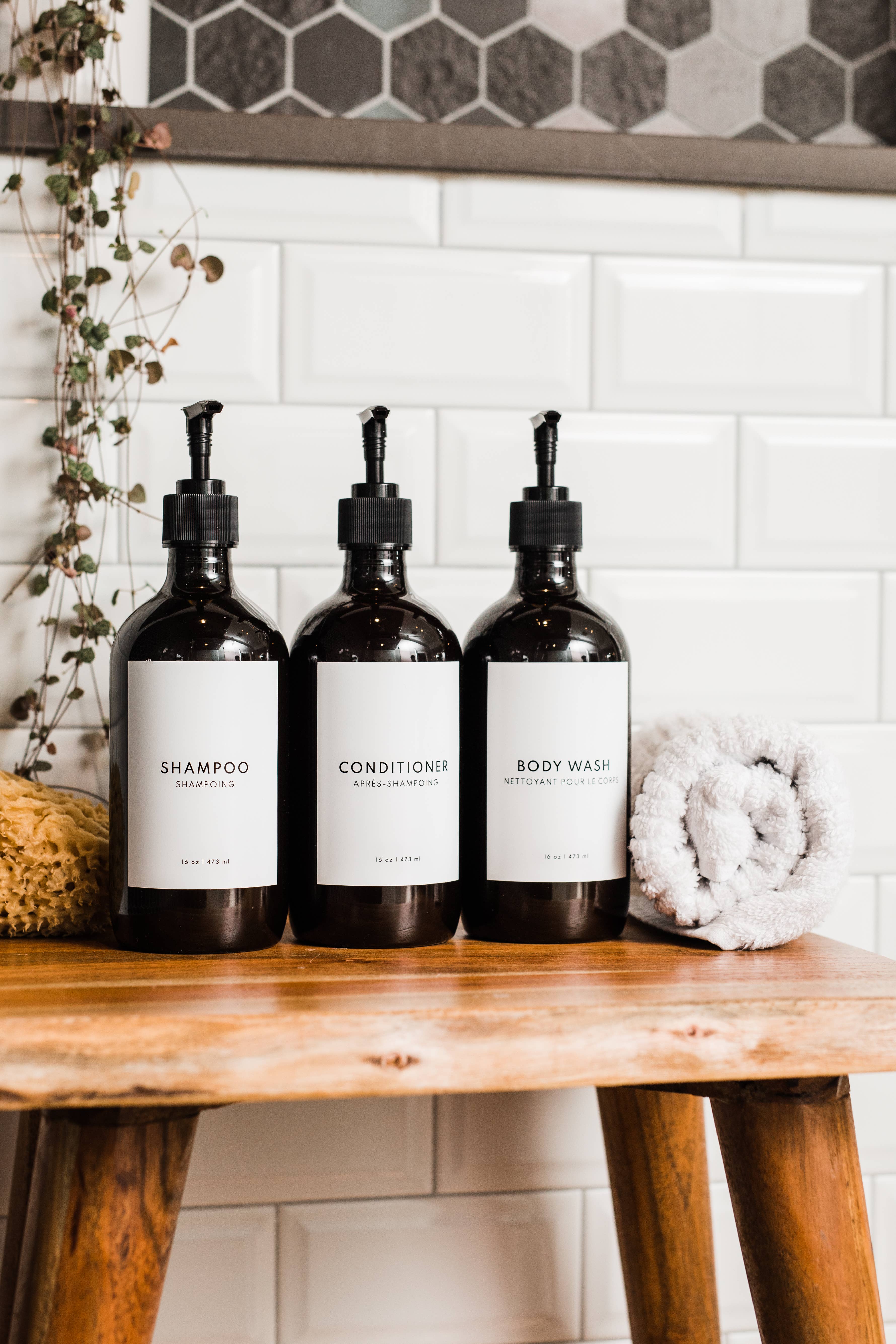 The Little Spruce Home - Wholesale Soap Dispenser - Set of 3 Shampoo, Conditioner, Body Wash Refillable Bottles2