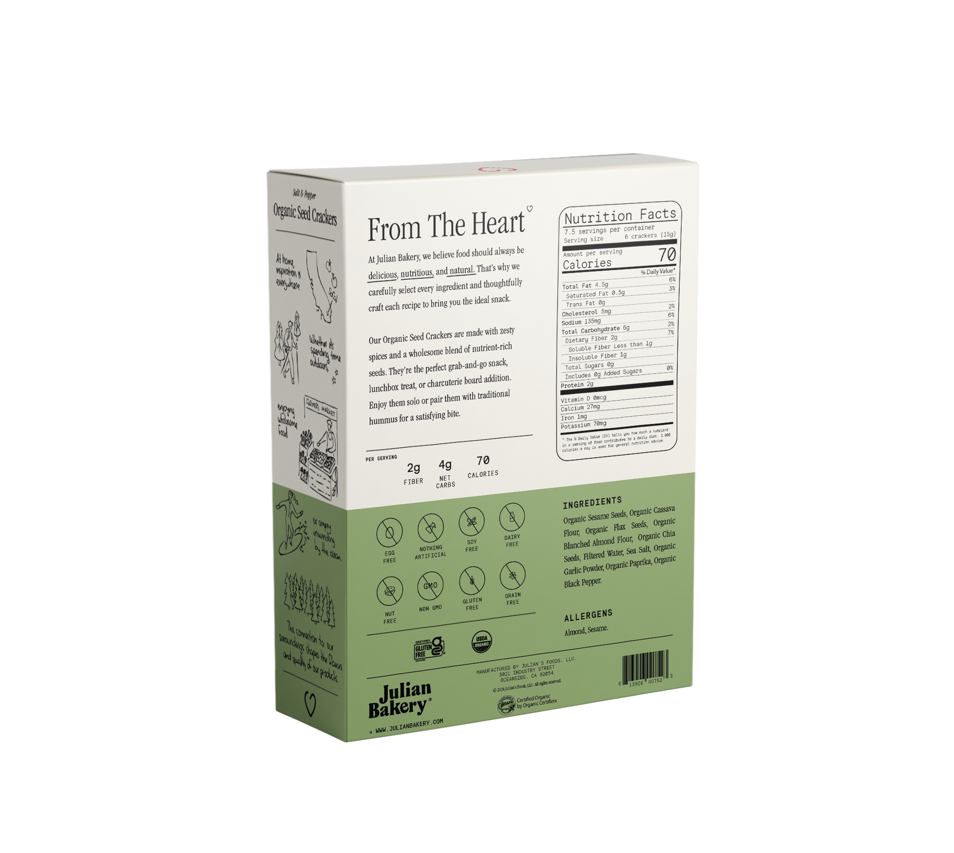 Julian Bakery - Wholesale Crackers - Organic Seed Crackers - Salt & Pepper 4oz4